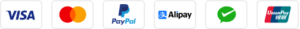 Visa, Master, Paypal, Alipay, WeChat, Union Pay